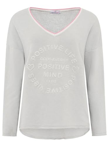 Zwillingsherz Damen Sweatshirt mit Schriftzug – Oversize Pullover aus Baumwolle – Langarmshirt mit V-Ausschnitt – Bequemes Freizeit Oberteil mit positiver Botschaft – Casual Look für Alltag von Zwillingsherz