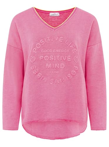 Zwillingsherz Damen Sweatshirt mit Schriftzug – Oversize Pullover aus Baumwolle – Langarmshirt mit V-Ausschnitt – Bequemes Freizeit Oberteil mit positiver Botschaft – Casual Look für Alltag von Zwillingsherz