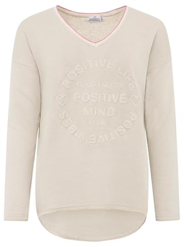 Zwillingsherz Damen Sweatshirt mit Schriftzug – Oversize Pullover aus Baumwolle – Langarmshirt mit V-Ausschnitt – Bequemes Freizeit Oberteil mit positiver Botschaft – Casual Look für Alltag von Zwillingsherz