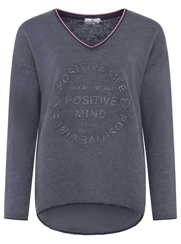 Zwillingsherz Damen Sweatshirt mit Schriftzug – Oversize Pullover aus Baumwolle – Langarmshirt mit V-Ausschnitt – Bequemes Freizeit Oberteil mit positiver Botschaft – Casual Look für Alltag von Zwillingsherz