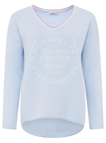 Zwillingsherz Damen Sweatshirt mit Schriftzug – Oversize Pullover aus Baumwolle – Langarmshirt mit V-Ausschnitt – Bequemes Freizeit Oberteil mit positiver Botschaft – Casual Look für Alltag von Zwillingsherz