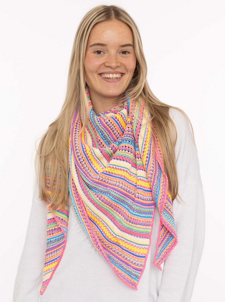 Zwillingsherz Dreieckstuch "Hippie", buntes Muster, Strick, wärmend von Zwillingsherz