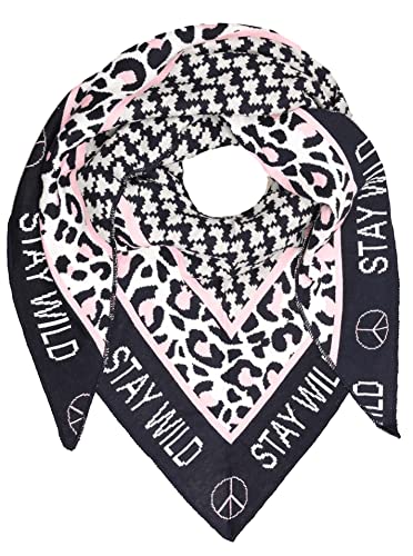 Zwillingsherz Dreieckstuch Stola Schal mit Wolle für Damen Mädchen - Hochwertiges Baumwoll-Halstuch im Leo Hahnentritt Muster – XXL-Damenschal - Perfekt für Frühjahr Sommer Herbst Winter von Zwillingsherz