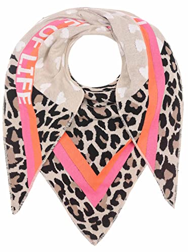 Zwillingsherz Dreieckstuch Stola Schal mit Wolle für Damen Mädchen Jungen Kinder - Hochwertiges Baumwoll-Halstuch im Leo Herz Muster Motiv – XXL-Damenschal - Perfekt für Frühjahr Sommer Herbst Winter von Zwillingsherz