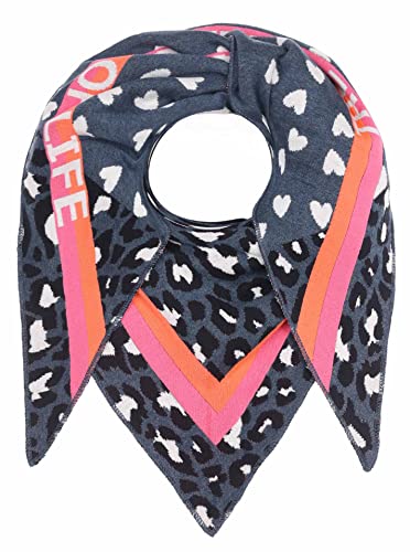 Zwillingsherz Dreieckstuch Stola Schal mit Wolle für Damen Mädchen Jungen Kinder - Hochwertiges Baumwoll-Halstuch im Leo Herz Muster Motiv – XXL-Damenschal - Perfekt für Frühjahr Sommer Herbst Winter von Zwillingsherz