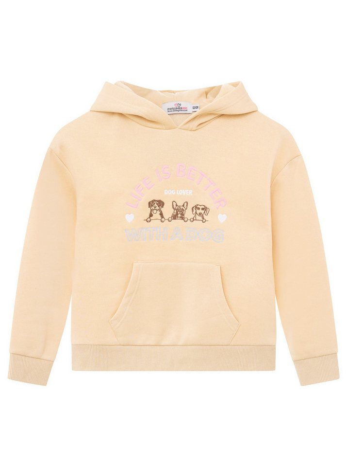Zwillingsherz Hoodie "Dog Life" Mini-Me,mit gestickten Hunden und Slogan von Zwillingsherz