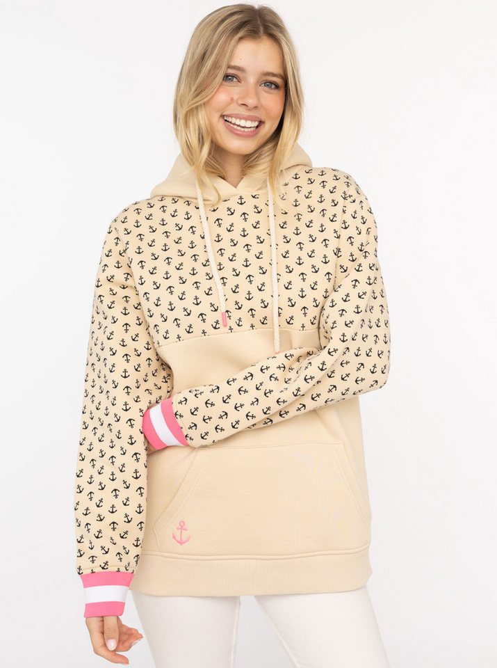 Zwillingsherz Hoodie "Kleine Anker" bedruckt, Rippenbündchen, Kapuze mit Kordelzug, Kängurutasche von Zwillingsherz