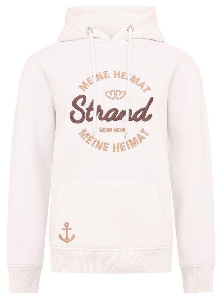 Zwillingsherz Hoodie "Meine Heimat" mit aufgesticktem "Strand"-Schriftzug vorne und hinten von Zwillingsherz