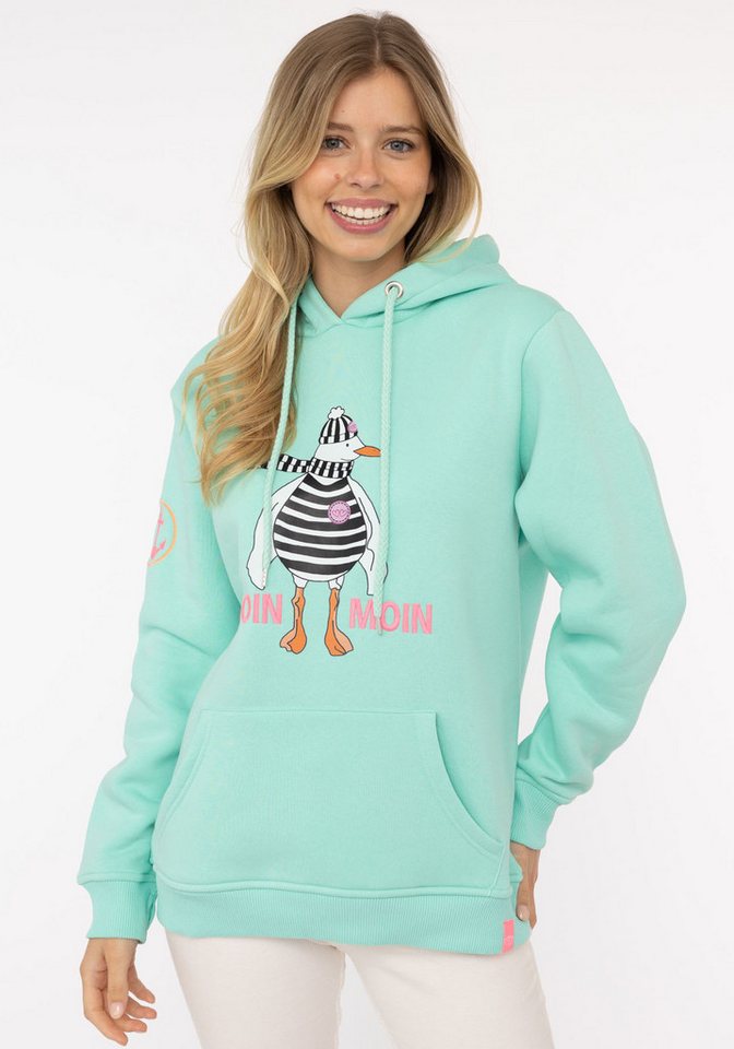 Zwillingsherz Hoodie "Moin Moin Möwe" mit nordischem Gruß und lustiger Möwe von Zwillingsherz