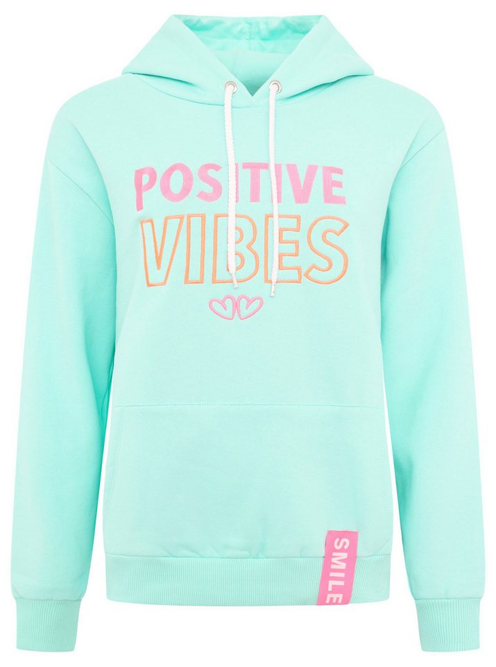 Zwillingsherz Hoodie Positive Vibes Mit Baumwolle, Mit Kapuze, Stickerei von Zwillingsherz