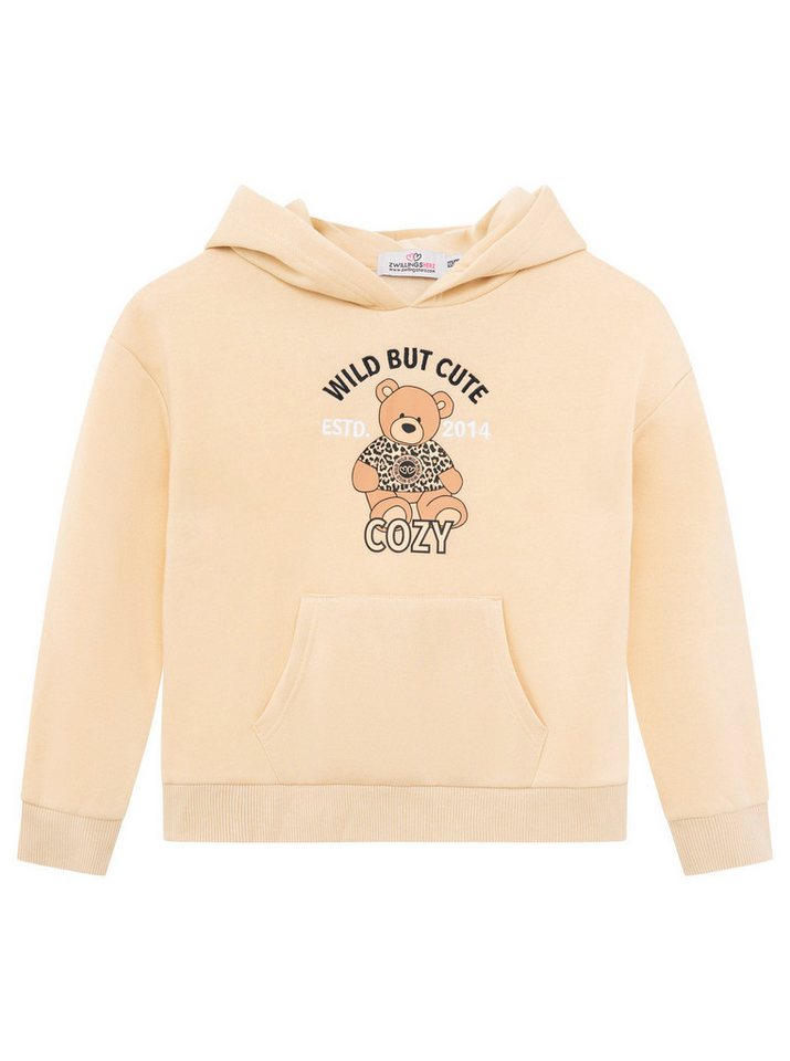 Zwillingsherz Hoodie "Wild But Cute" Mini-Me,mit niedlichem Teddybär und selbstbewusstem Slogan von Zwillingsherz
