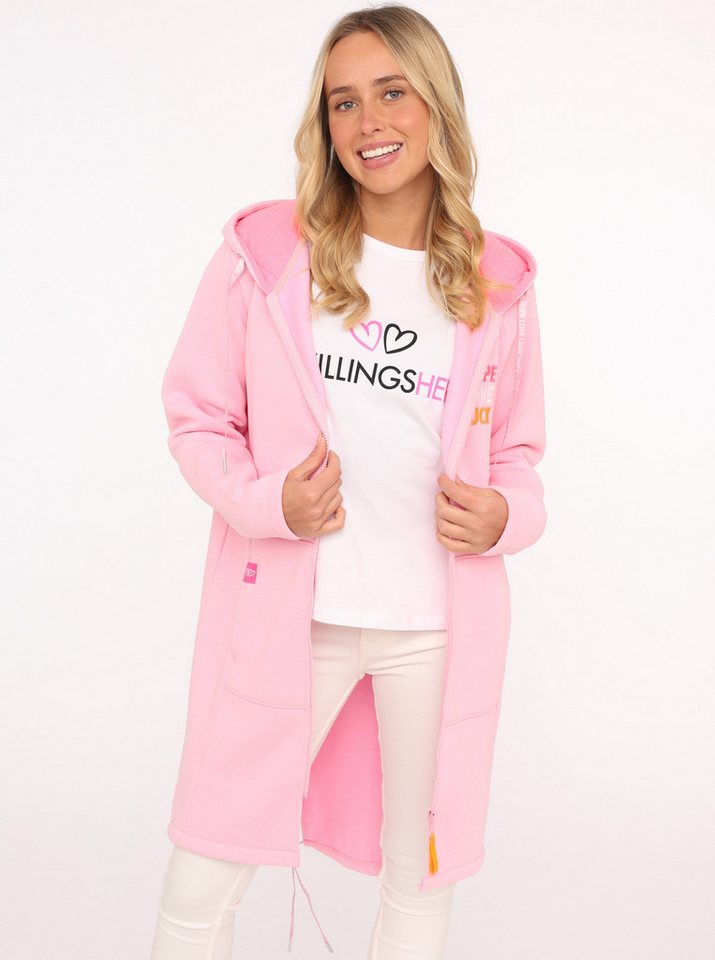 Zwillingsherz Jerseymantel "Hope Love Luck" mit langem Reißverschluß und Seitentaschen von Zwillingsherz