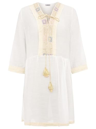 Zwillingsherz Kleid Sommerkleid Damen leicht und luftig Strandkleid Damen Sommer, Tunikakleid Damen, Hemdblusenkleid, Blusenkleid Tunika Kleid Ibiza Style Größe XS von Zwillingsherz