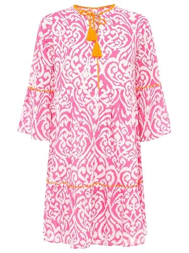 Zwillingsherz Kleid Sommerkleid Damen leicht und luftig Strandkleid Damen Sommer, Tunikakleid Damen, Hemdblusenkleid, Blusenkleid Tunika Kleid Ibiza Style Größe S/M von Zwillingsherz