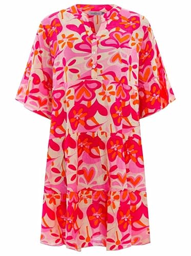 Zwillingsherz Kleid Sommerkleid Damen leicht und luftig Strandkleid Damen Sommer, Tunikakleid Damen, Hemdblusenkleid, Blusenkleid Tunika Kleid Ibiza Style Einheitsgröße von Zwillingsherz