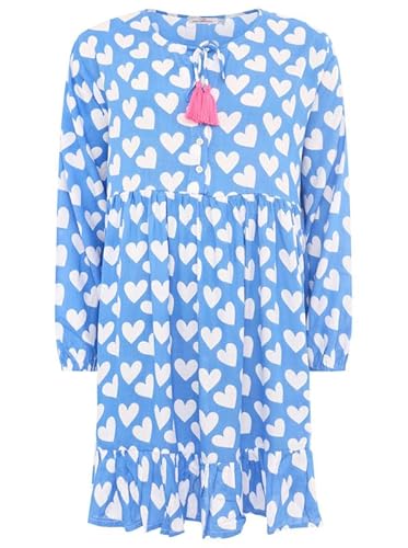 Zwillingsherz Kleid Sommerkleid Damen leicht und luftig Strandkleid Damen Sommer, Tunikakleid Damen, Hemdblusenkleid, Blusenkleid Tunika Kleid Ibiza Style Größe L/XL von Zwillingsherz