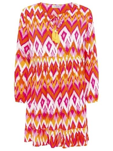 Zwillingsherz Kleid Sommerkleid Damen leicht und luftig Strandkleid Damen Sommer, Tunikakleid Damen, Hemdblusenkleid, Blusenkleid Tunika Kleid Ibiza Style Größe S/M von Zwillingsherz