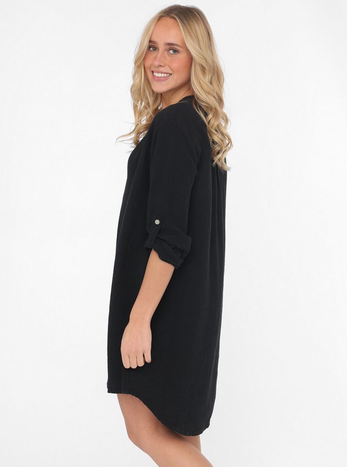 Zwillingsherz Schlupfbluse "Rom" verlängerte Rückenpartie, V-Neck, Turn-Up Ärmel, Musselin von Zwillingsherz