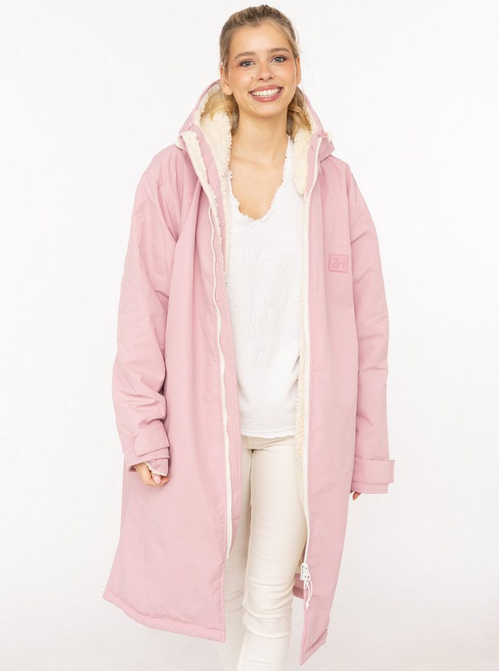 Zwillingsherz Kurzmantel "Oversize Windjacke ZH" seitliche Taschen, Kapuze, Reißverschluss, Teddy Futter von Zwillingsherz