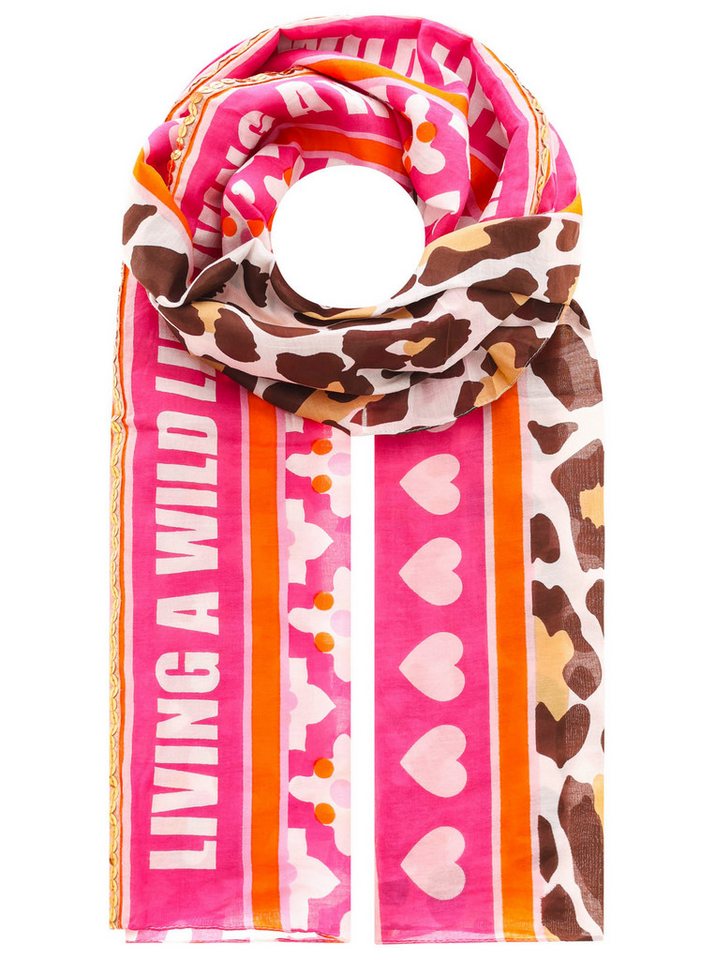 Zwillingsherz Modeschal "Wild Life", mit buntem Leomuster von Zwillingsherz