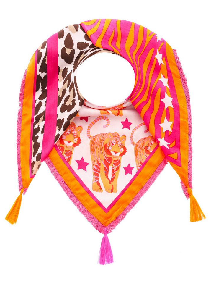 Zwillingsherz Modetuch, mit Allover-Print, Tasseln und kleiner Fransenkante von Zwillingsherz