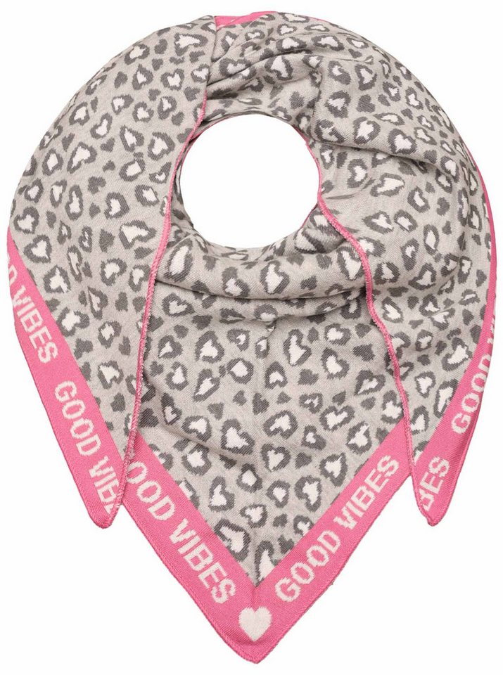 Zwillingsherz Modetuch Dreieckstuch BW "Leo & Good, Leo mit pinker Kante und guten Vibes von Zwillingsherz