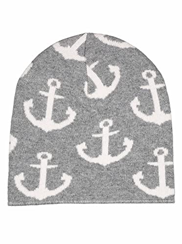 Zwillingsherz Mütze Beanie Slouch mit Kaschmir für Mädchen Jungen Kinder - Hochwertige Cashmere Cap Kappe im Anker Muster Motiv - Perfekt für Frühjahr Sommer Herbst Winter - Warme Haube von Zwillingsherz