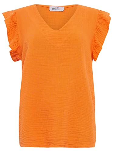 Zwillingsherz Musselin Bluse aus 100% Baumwolle mit V-Ausschnitt & Rüschen – Hochwertige Tunika Oberteile für Damen Frauen Mädchen - Kurzarmshirt Top Shirt - Locker luftig perfekt für Frühling Sommer von Zwillingsherz