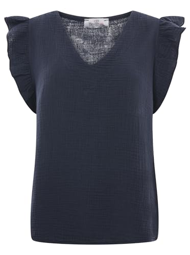 Zwillingsherz Musselin Bluse aus 100% Baumwolle mit V-Ausschnitt & Rüschen – Hochwertige Tunika Oberteile für Damen Frauen Mädchen - Kurzarmshirt Top Shirt - Locker luftig perfekt für Frühling Sommer von Zwillingsherz