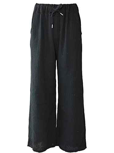 Zwillingsherz Musselin Hose aus 100% Baumwolle – Hochwertige Sommerhose für Damen Frauen Mädchen - Marlenehose Freizeithose Culottes - Strandhose locker luftig perfekt für Frühling Sommer von Zwillingsherz