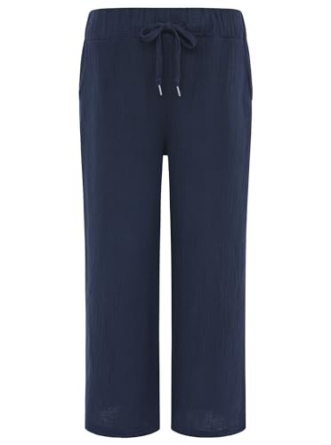 Zwillingsherz Musselin Hose aus 100% Baumwolle – Hochwertige Sommerhose für Damen Frauen Mädchen - Marlenehose Freizeithose Culottes - Strandhose locker luftig perfekt für Frühling Sommer von Zwillingsherz