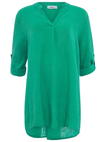 Zwillingsherz Musselin Longbluse aus 100% Baumwolle mit V-Ausschnitt – Hochwertige Tunika für Damen Frauen Mädchen - Sommerbluse Freizeitkleid Strandkleid - Locker luftig perfekt für Frühling Sommer von Zwillingsherz