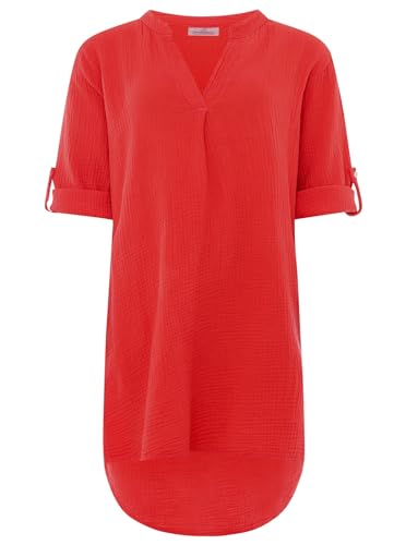 Zwillingsherz Musselin Longbluse aus 100% Baumwolle mit V-Ausschnitt – Hochwertige Tunika für Damen Frauen Mädchen - Sommerbluse Freizeitkleid Strandkleid - Locker luftig perfekt für Frühling Sommer von Zwillingsherz