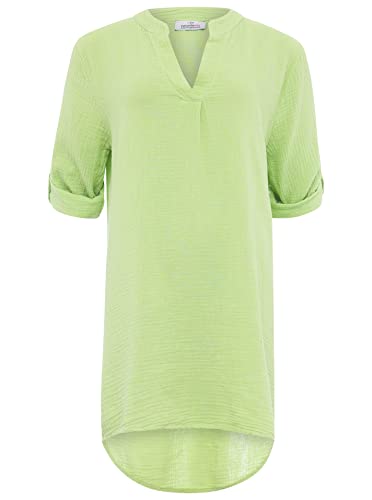 Zwillingsherz Musselin Longbluse aus 100% Baumwolle mit V-Ausschnitt – Hochwertige Tunika für Damen Frauen Mädchen - Sommerbluse Freizeitkleid Strandkleid - Locker luftig perfekt für Frühling Sommer von Zwillingsherz