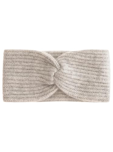 Zwillingsherz Rippen Stirnband aus 100% Kaschmir - Hochwertiges Grobstrick Kopfband Uni Design für Damen Frauen - Wolle - Ohrenschutz Haarband - Sport Freizeit warm weich - Frühjahr Herbst Winter von Zwillingsherz