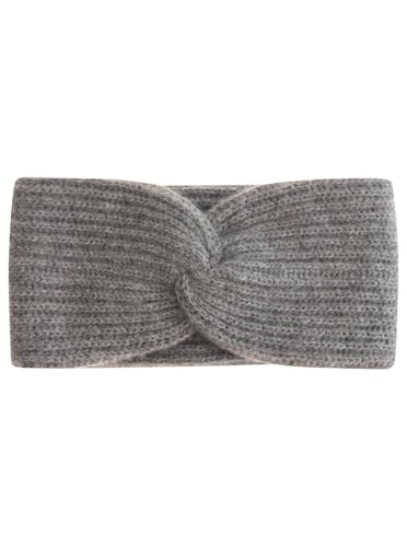 Zwillingsherz Rippen Stirnband aus 100% Kaschmir - Hochwertiges Grobstrick Kopfband Uni Design für Damen Frauen - Wolle - Ohrenschutz Haarband - Sport Freizeit warm weich - Frühjahr Herbst Winter von Zwillingsherz