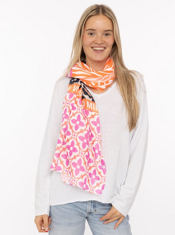 Zwillingsherz Schal "Zitronen Mosaik ", farbenfrohes Muster mit Zitronen, Schriftzug von Zwillingsherz