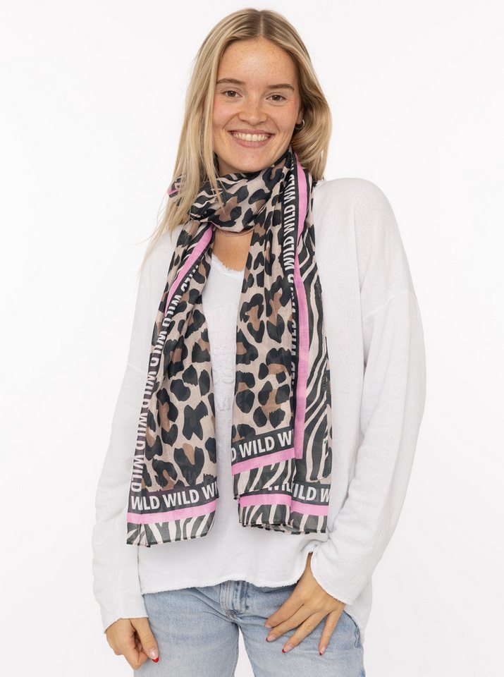 Zwillingsherz Schal Viskose Mix "Leo Classic", Schal mit Schriftzug und angesagtem Leomuster von Zwillingsherz