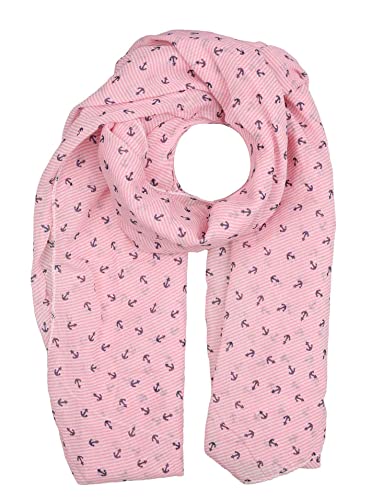 Zwillingsherz Seiden-Tuch mit Anker-Print - Hochwertiger Schal für Damen Mädchen - Halstuch - Umschlagstuch - Loop - weicher Schlauchschal für Sommer Herbst und Winter von Cashmere Dreams rosa von Zwillingsherz