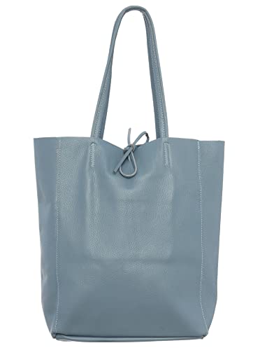 Zwillingsherz Shopper aus 100% Echtleder - Hochwertige Tasche für Damen Frauen Mädchen – Shopper groß und elegant - Schultertasche - blau von Zwillingsherz