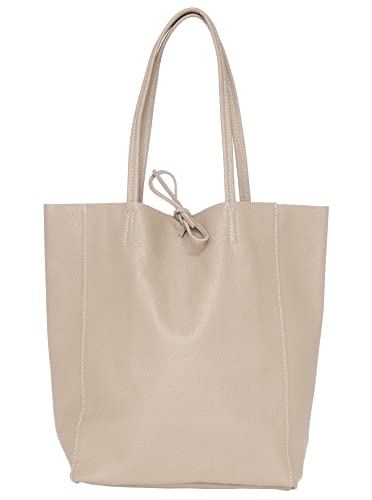 Zwillingsherz Shopper aus 100% Echtleder - Hochwertige Tasche für Damen Frauen Mädchen – Shopper groß und elegant - Schultertasche - taupe von Zwillingsherz