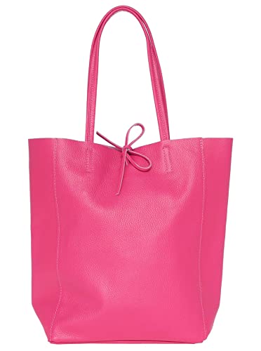Zwillingsherz Shopper aus 100% Echtleder - Hochwertige Tasche für Damen Frauen Mädchen – Shopper groß und elegant - Schultertasche - pink von Zwillingsherz