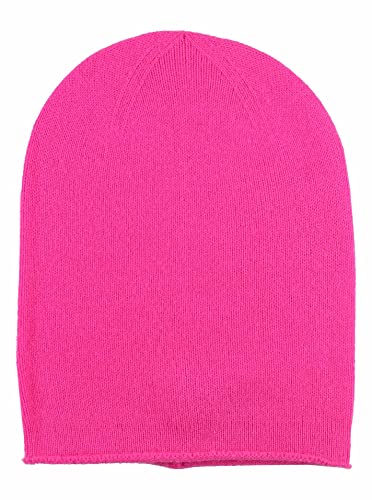 Zwillingsherz Slouch-Beanie-Mütze aus 100% Kaschmir - Hochwertige Strickmütze für Damen Mädchen Jungen - Hat - Unisex - One Size - warm und weich im Sommer Herbst und Winter - Neon pink von Zwillingsherz