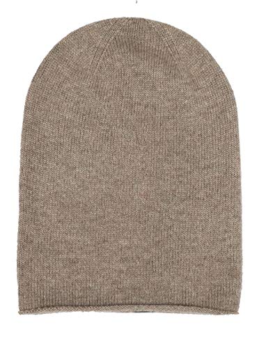 Zwillingsherz Slouch-Beanie-Mütze aus 100% Kaschmir - Hochwertige Strickmütze für Damen Mädchen Jungen - Hat - Unisex - One Size - warm und weich im Sommer Herbst und Winter - d.beige von Zwillingsherz