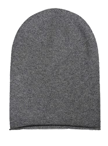 Zwillingsherz Slouch-Beanie-Mütze aus 100% Kaschmir - Hochwertige Strickmütze für Damen Mädchen Jungen - Hat - Unisex - One Size - warm und weich im Sommer Herbst und Winter - m.grau von Zwillingsherz