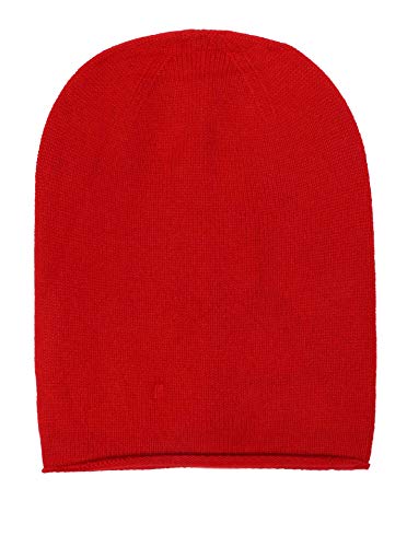 Zwillingsherz Slouch-Beanie-Mütze aus 100% Kaschmir - Hochwertige Strickmütze für Damen Mädchen Jungen - Hat - Unisex - One Size - warm und weich im Sommer Herbst und Winter - rot von Zwillingsherz