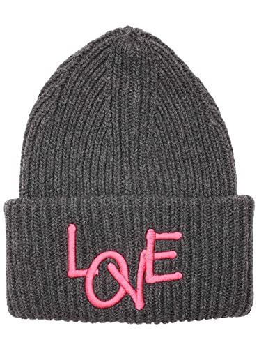 Zwillingsherz Slouch-Beanie-Mütze aus Wolle - Hochwertige Strickmütze mit Love Stickerei für Damen Mädchen Jungen - Hat - One Size - warm und weich für Frühling Herbst und Winter-ant von Zwillingsherz