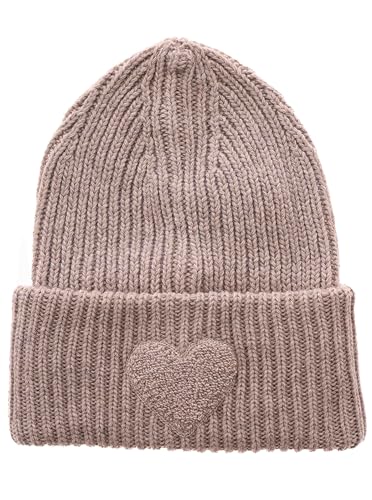 Zwillingsherz Slouch-Beanie-Mütze aus Wolle - Hochwertige Strickmütze mit flauschigem Herz für Damen - Hat - OneSize - warm und weich für Frühling Herbst und Winter von Zwillingsherz