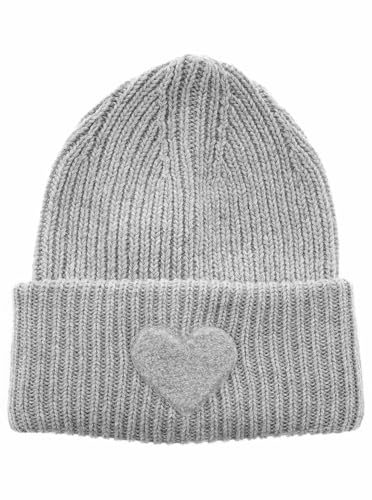 Zwillingsherz Slouch-Beanie-Mütze aus Wolle - Hochwertige Strickmütze mit flauschigem Herz für Damen - Hat - OneSize - warm und weich für Frühling Herbst und Winter von Zwillingsherz