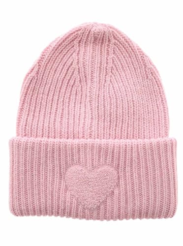 Zwillingsherz Slouch-Beanie-Mütze aus Wolle - Hochwertige Strickmütze mit flauschigem Herz für Damen - Hat - OneSize - warm und weich für Frühling Herbst und Winter von Zwillingsherz